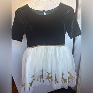 Girls Christmas Dress with Reindeer Design